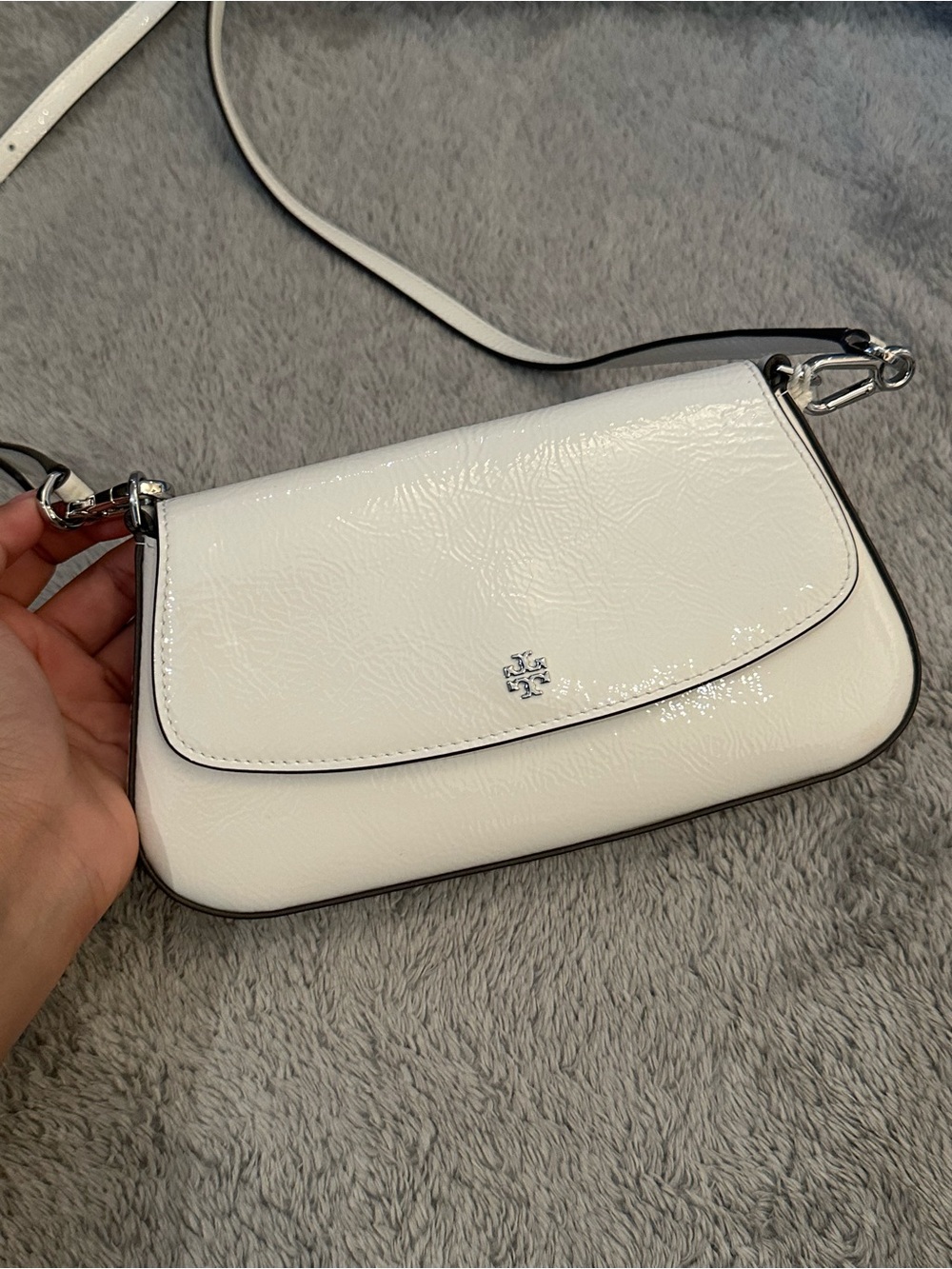 Tory Burch White Patent Leather Convertible Crossbody